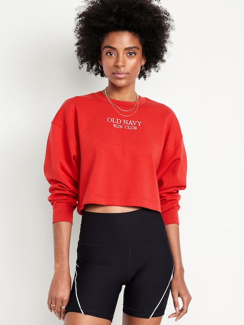 Dynamic Fleece Oversized Crop Sweatshirt - Red 07