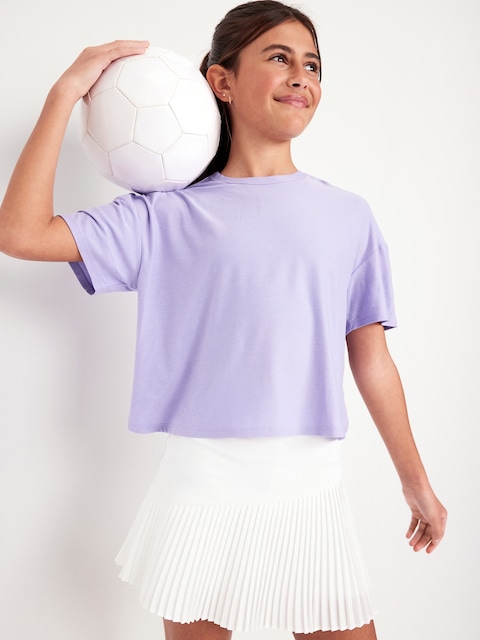 CloudMotion Cropped Performance T-Shirt for Girls - Lavender Haven