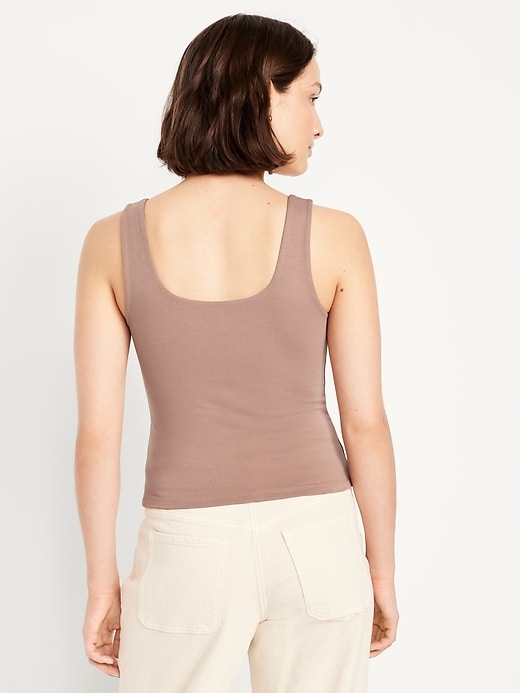 Image number 2 showing, Fitted Double-Layer Scoop-Neck Tank Top
