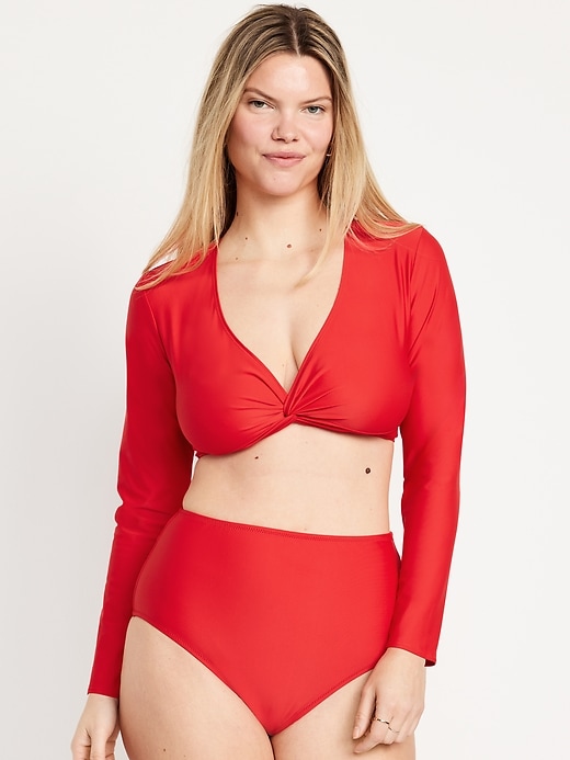 Image number 5 showing, Twist-Front Matte Rashguard Swim Top