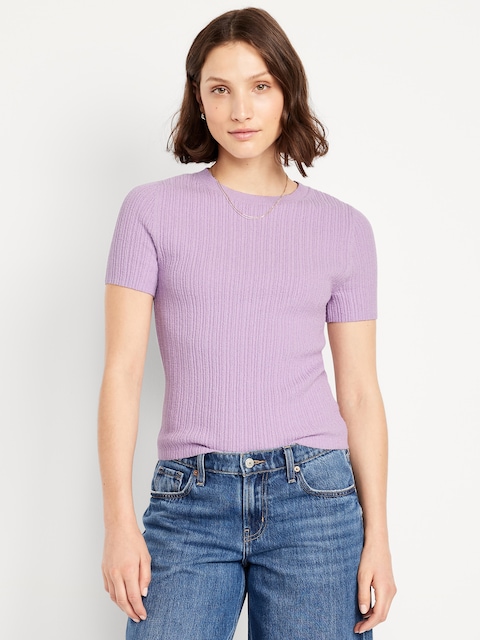 Textured Bouclé T-Shirt - Spring Wisteria