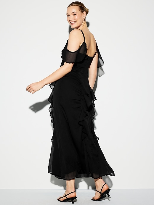 Image number 8 showing, The Occasion by Old Navy Off-Shoulder Ruffle Chiffon Maxi Dress