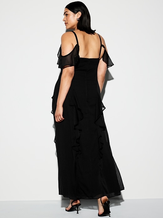 Image number 9 showing, The Occasion by Old Navy Off-Shoulder Ruffle Chiffon Maxi Dress