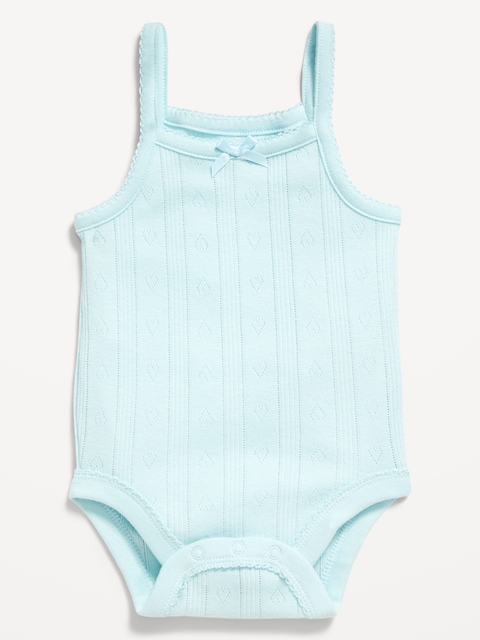 Pointelle-Knit Cami Bodysuit for Baby - Rain Showers