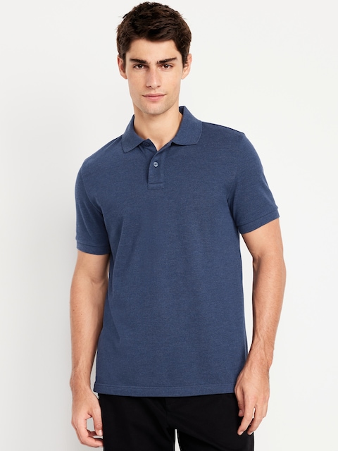 Classic Fit Pique Polo - Deep Blue Heather