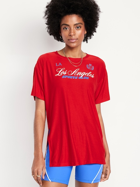 CloudMotion Oversized Graphic T-Shirt - Sanguine