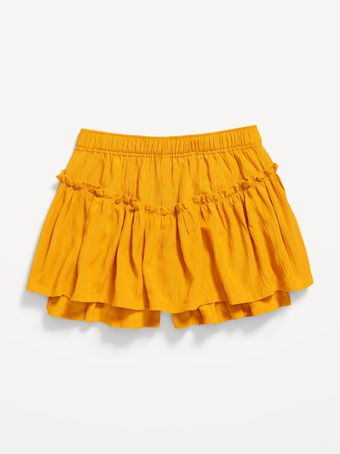 High-Waisted Crinkle Skort for Toddler Girls - Harvest Gold