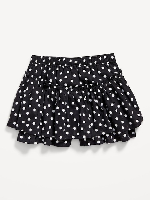 Printed High-Waisted Skort for Toddler Girls - Black/White Dots