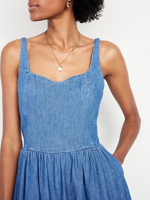 Image number 3 showing, Fit & Flare Jean Mini Dress