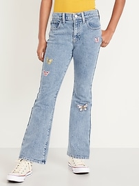 Image number 1 showing, High-Waisted Embroidered Flare-Leg Jeans for Girls
