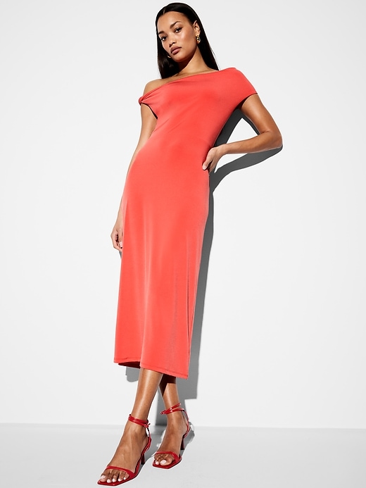 Image number 3 showing, The Occasion by Old Navy One-Shoulder Midi Dress