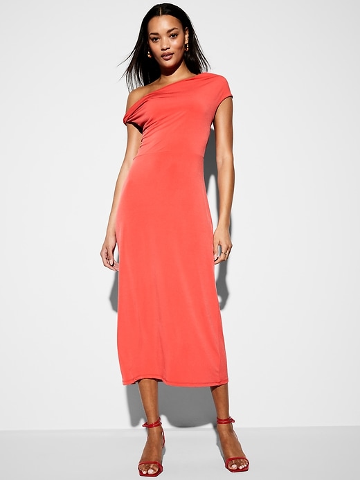 Image number 1 showing, The Occasion by Old Navy One-Shoulder Midi Dress