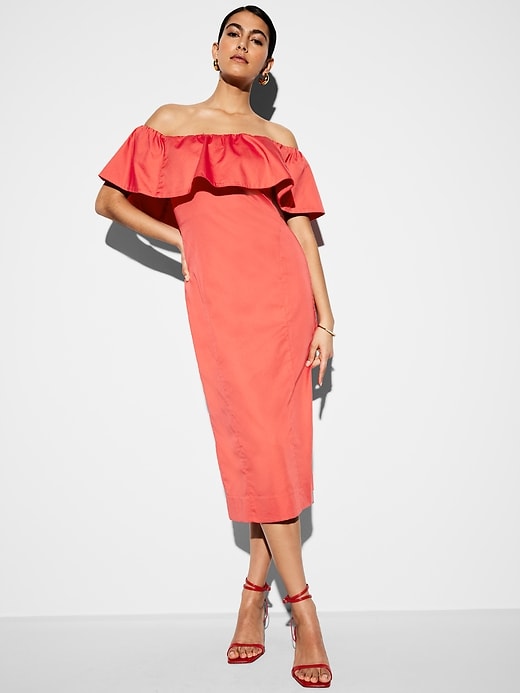 Image number 1 showing, The Occasion by Old Navy Ruffle Midi Dress