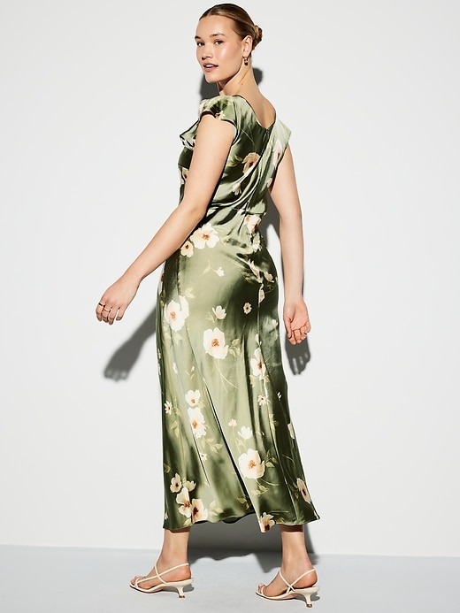 Image number 8 showing, The Occasion by Old Navy Flutter-Sleeve Keyhole Satin Maxi Dress