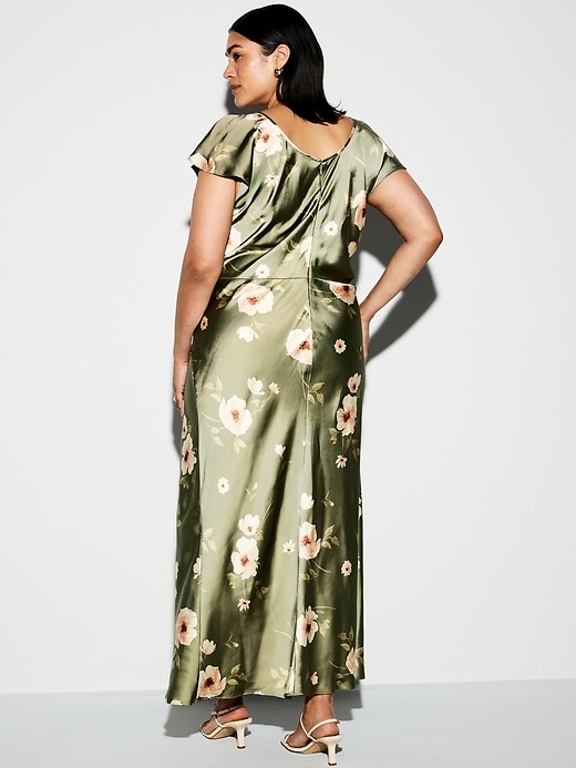 Image number 10 showing, The Occasion by Old Navy Flutter-Sleeve Keyhole Satin Maxi Dress