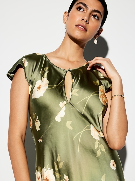 Image number 5 showing, The Occasion by Old Navy Flutter-Sleeve Keyhole Satin Maxi Dress