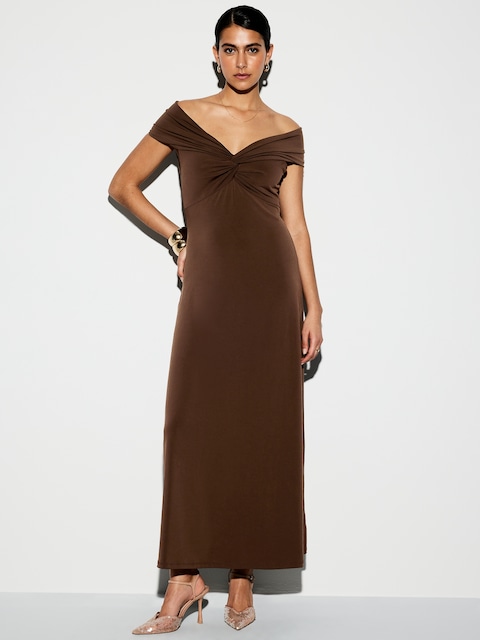 The Occasion by Old Navy Off-Shoulder Maxi Dress - Earthen