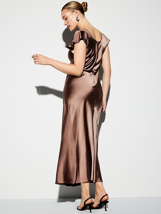 Image number 8 showing, The Occasion by Old Navy Flutter-Sleeve Keyhole Satin Maxi Dress