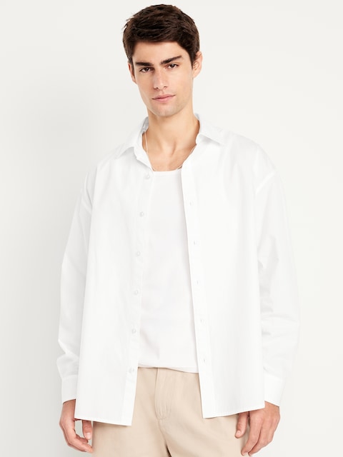 Oversized Poplin Shirt - White Lilies