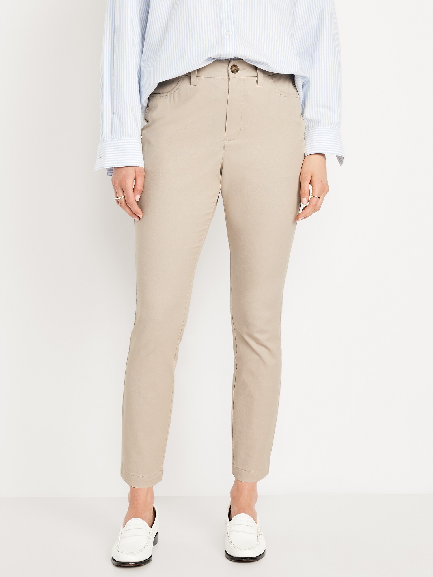 Женские брюки Old Navy High-Waisted Uniform Skinny, цвет: Серо-бежевый — фото 3