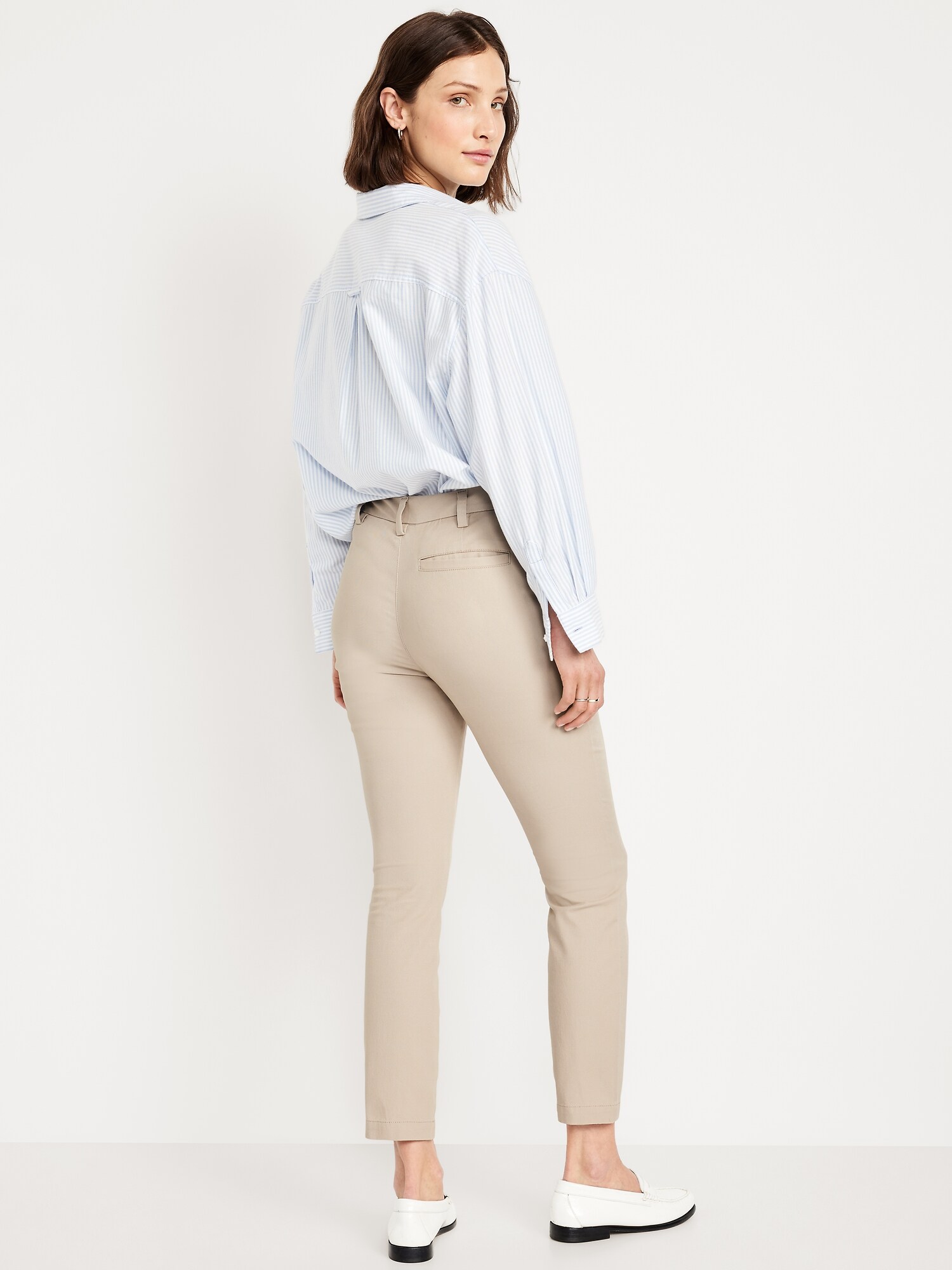 Женские брюки Old Navy High-Waisted Uniform Skinny, цвет: Серо-бежевый — фото 2