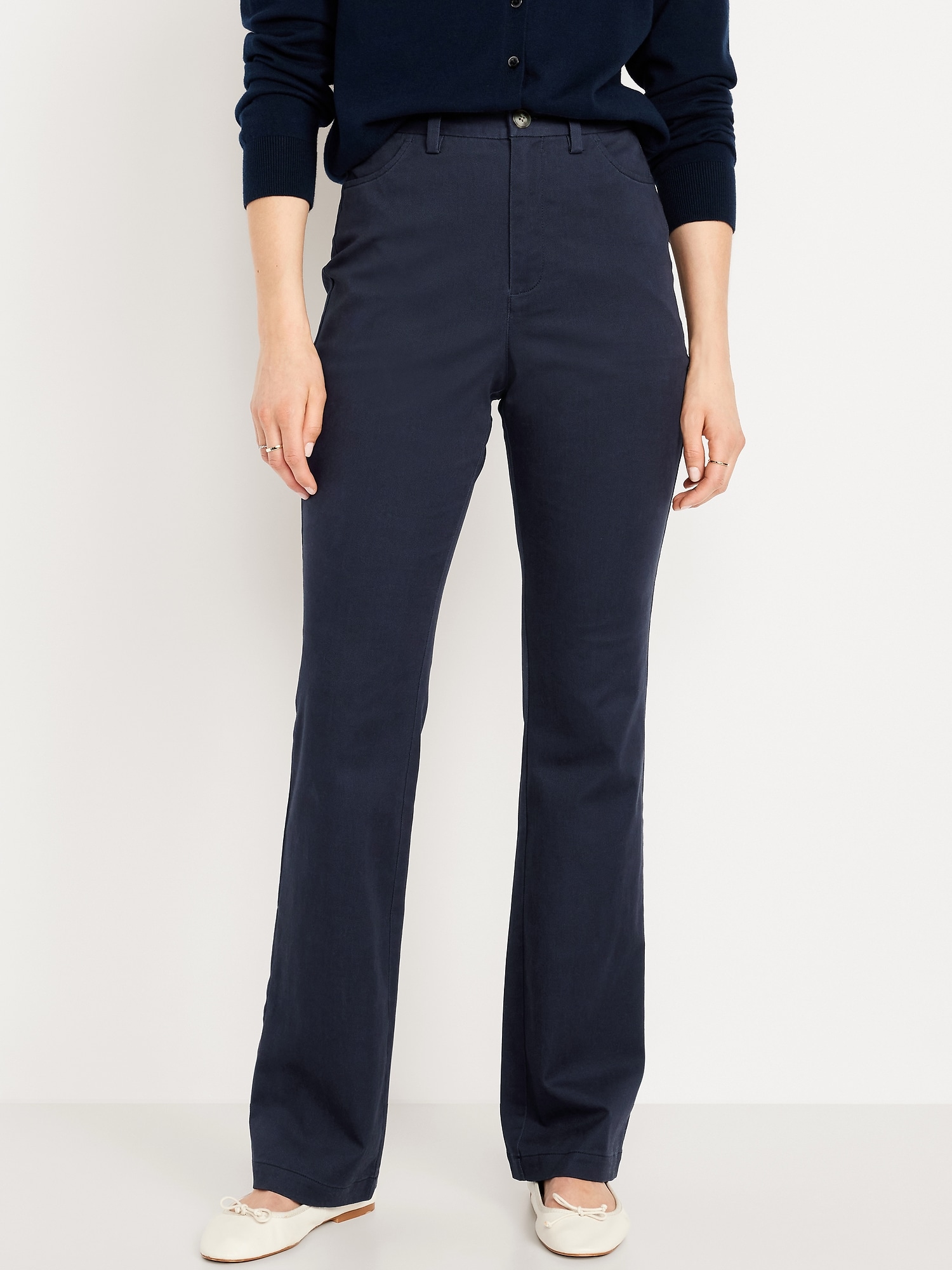 High-Waisted Uniform Boot-Cut Pants