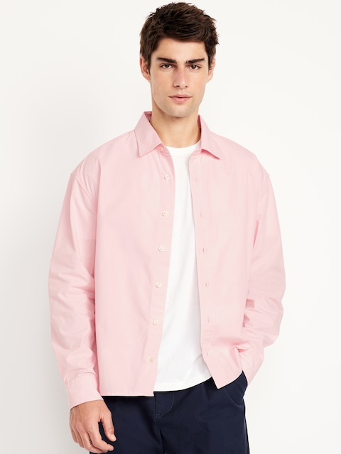 Oversized Cropped Poplin Shirt - Blush