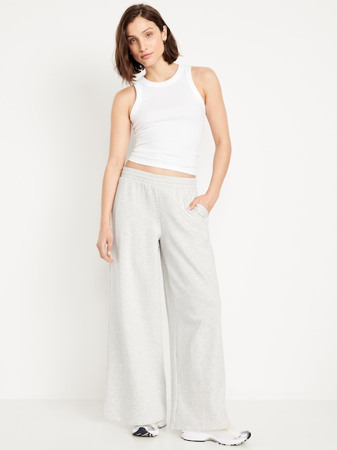Mid-Rise SoComfy Super Wide-Leg Sweatpants - Heather Gray