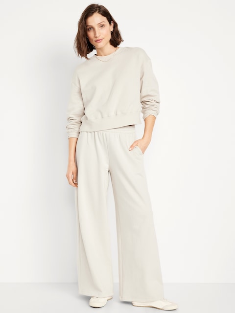 Mid-Rise SoComfy Super Wide-Leg Sweatpants - Wish Bone