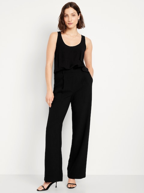 Extra High-Waisted Taylor Wide-Leg Trouser Pants - Black Jack