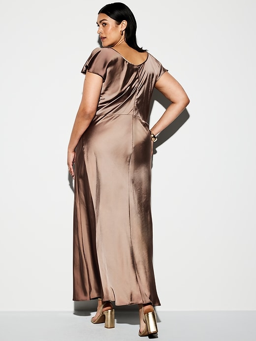 Image number 10 showing, The Occasion by Old Navy Flutter-Sleeve Keyhole Satin Maxi Dress