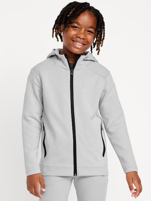 Dynamic Fleece Zip-Front Hoodie for Boys - Light Heather Gray