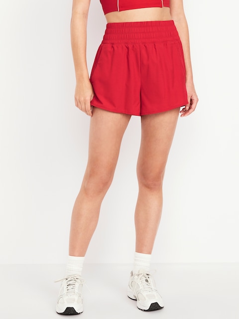 Extra High-Waisted Crinkle Run Shorts -- 3-inch inseam - Sanguine