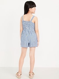 Image number 2 showing, Sleeveless Linen-Blend Button-Front Romper for Girls