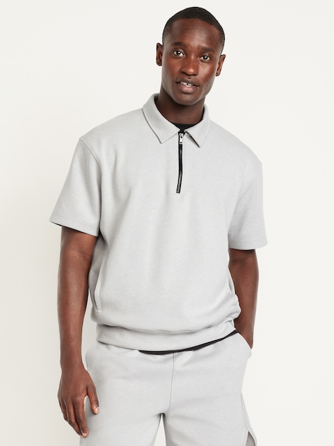 Dynamic Fleece Quarter-Zip Polo - Light Heather Gray