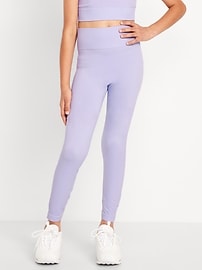 Image number 3 showing, Fitted High-Waisted 7/8-Length Seamless Performance Leggings for Girls