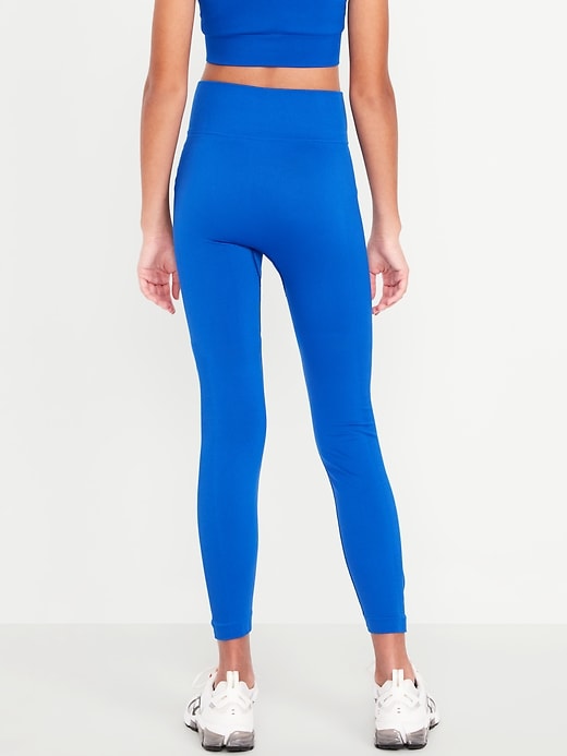 Image number 2 showing, Fitted High-Waisted 7/8-Length Seamless Performance Leggings for Girls