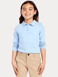 Image number 1 showing, School Uniform Jersey-Knit Polo Shirt for Girls