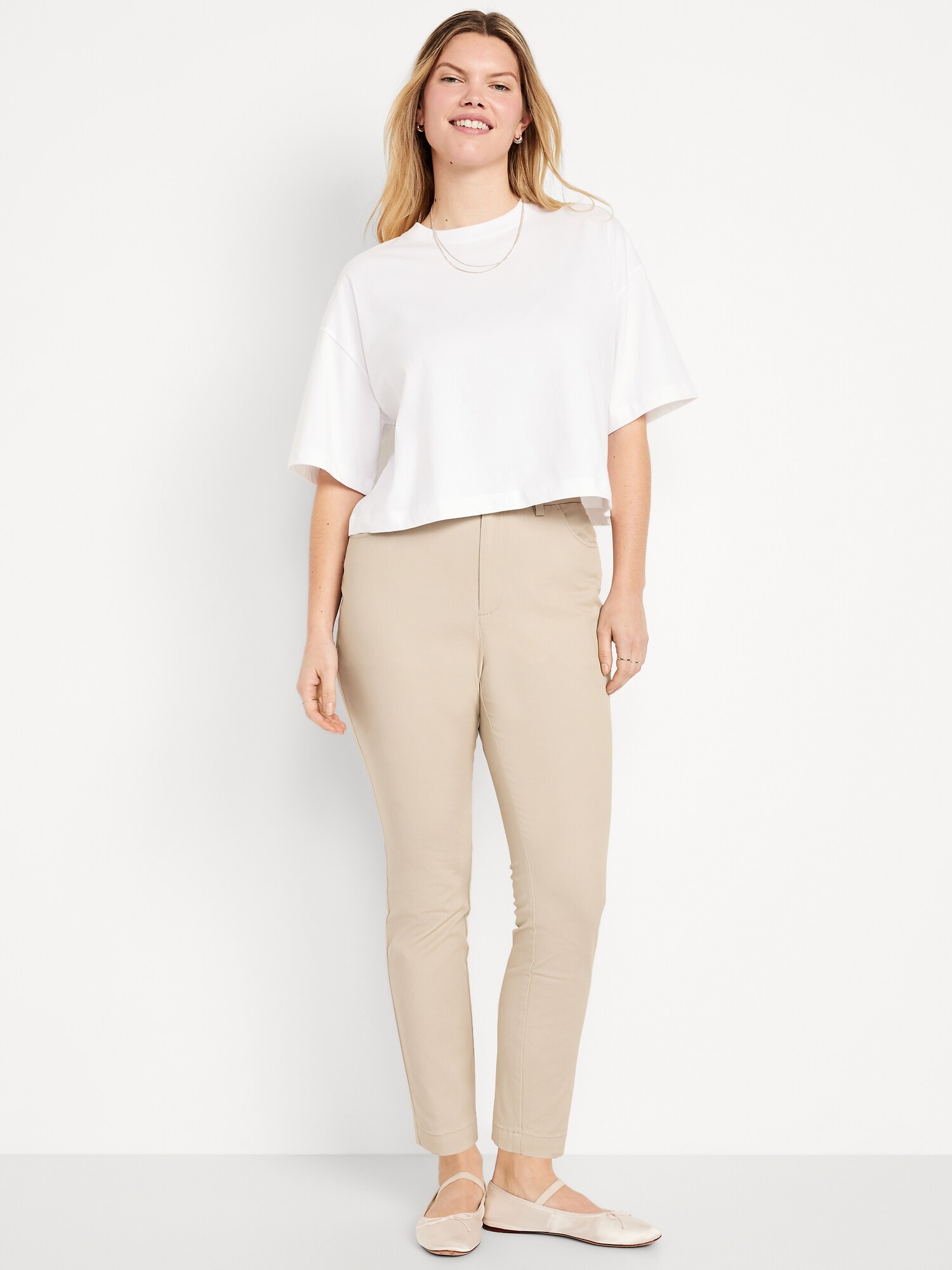 Женские брюки Old Navy High-Waisted Uniform Skinny, цвет: Серо-бежевый — фото 6