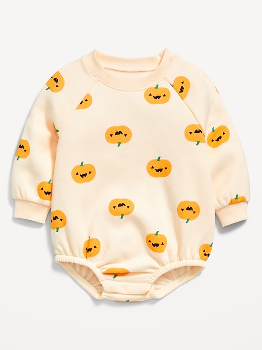 Image number 1 showing, Printed Long-Sleeve Fleece Bodysuit for Baby