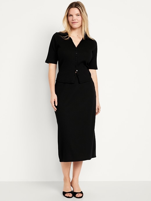 Image number 4 showing, High-Waisted Ribbed Midi Skirt