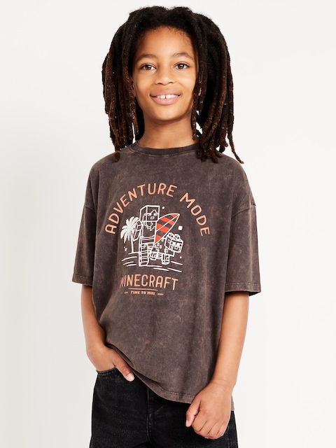 Oversized Minecraft™ Gender-Neutral Graphic T-Shirt for Kids - Panther