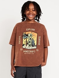 Oversized Minecraft™ Gender-Neutral Graphic T-Shirt for Kids