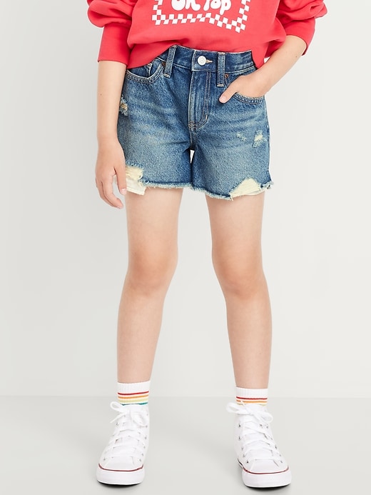 Image number 1 showing, High-Waisted Ripped Frayed-Hem Jean Shorts for Girls