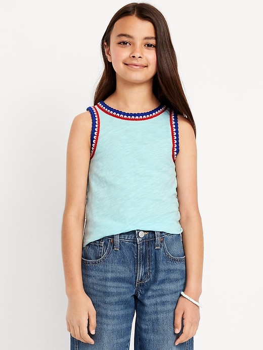 Image number 1 showing, Sleeveless Crochet-Trim Top for Girls