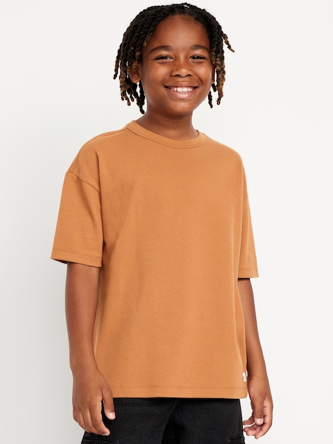 Oversized Short-Sleeve Textured T-Shirt for Boys