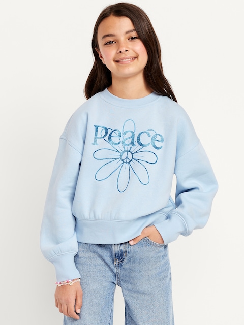 Favorite Fleece Oversized Graphic Sweatshirt for Girls - Rock Pool