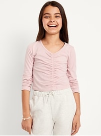 Image number 1 showing, Fitted Long-Sleeve Ruched Top for Girls