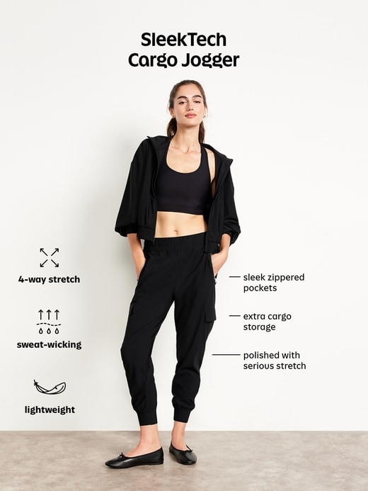Image number 8 showing, High-Waisted SleekTech Cargo Joggers