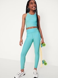 Image number 4 showing, High-Waisted PowerSoft Ribbed Performance 7/8 Leggings for Girls